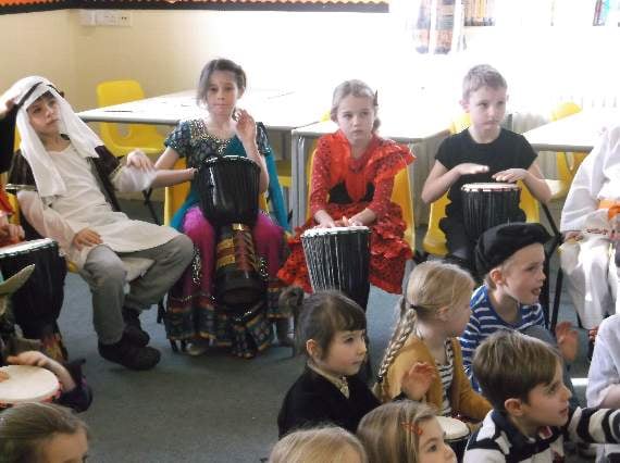 Langrish school pupils drumming