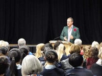 Hugh Bonneville tells Royal School pupils about an actor's life