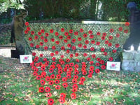 British Legion poppy cascade at Buriton War memorial