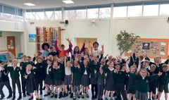 TV band Andy and The Odd Socks rock The Butts Primary School in Alton