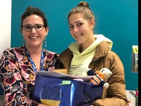 Khrystyna Kovalevska (right) with Petersfield Town Council officer Katheryn Ellis-Blandford