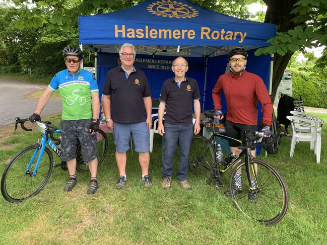 Cyclist Harry Debenham (left), Kevin Morris, Paul Mills and Ian Perrin