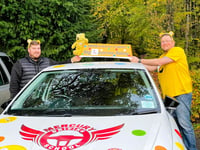 Pudsey leaves Lasham on car roof in Children in Need relay