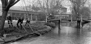 Peeps: Water board clears the River Wey through Gostrey Meadow in 1953