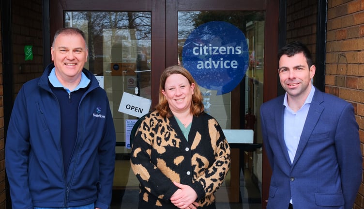 From left: Swish Fibre co-founder Alistair Goulden, Citizens Advice East Hampshire chief executive Helen Drake and Whitehill Town Council leader Cllr Andy Tree.