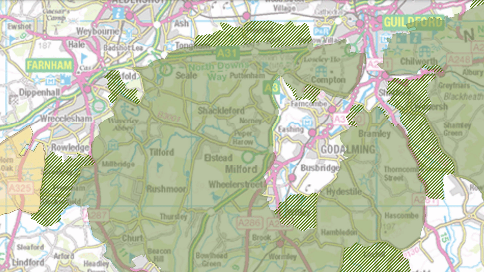 Find out which parts of Waverley could be included in the Surrey Hills 