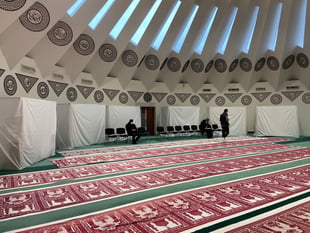 Inside Tilford's Mubarak Mosque during the holy month of Ramadan