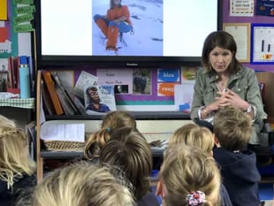 Mountain explorer Rebecca Stephens visits Froxfield Primary School