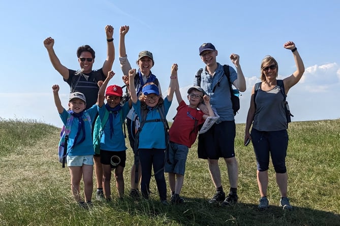 1st Camelsdale Scouts 'Downs in a Day' Challenge – Beaver Barn Owls at their finish line