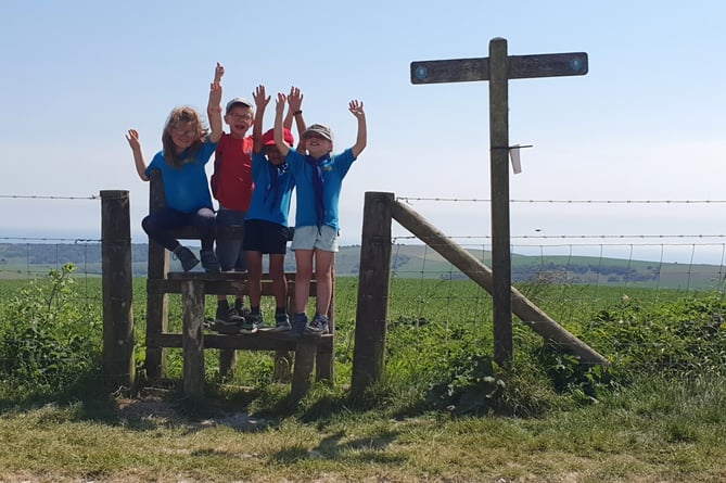 1st Camelsdale Scouts 'Downs in a Day' Challenge – Beaver Barn Owls feeling on top of the world!