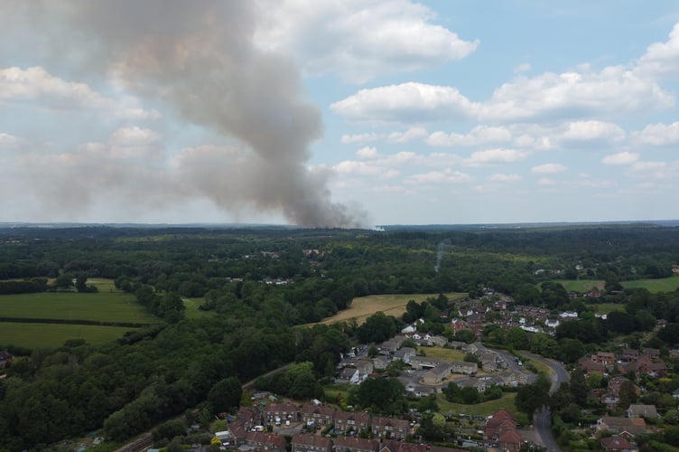 The Longmoor Ranges fire can be seen from as far away as Petersfield and Alton