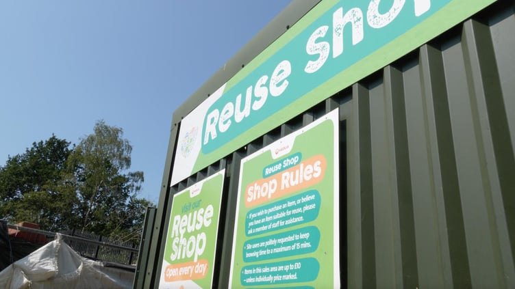 A reuse shop at a Hampshire household waste recycling centre.