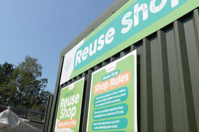 A reuse shop at a Hampshire household waste recycling centre.