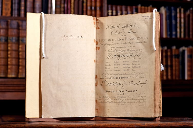 Pictured:  The music book in the library of Chawton House, displaying Jane Austen's signature on the inside page.
Jane Austen's Music book has been discovered after it was missing for 40 years
© Simon Czapp/Solent News & Photo Agency
UK +44 (0) 2380 458800
