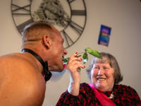 Butler in the buff surprises care home resident for her 75th birthday