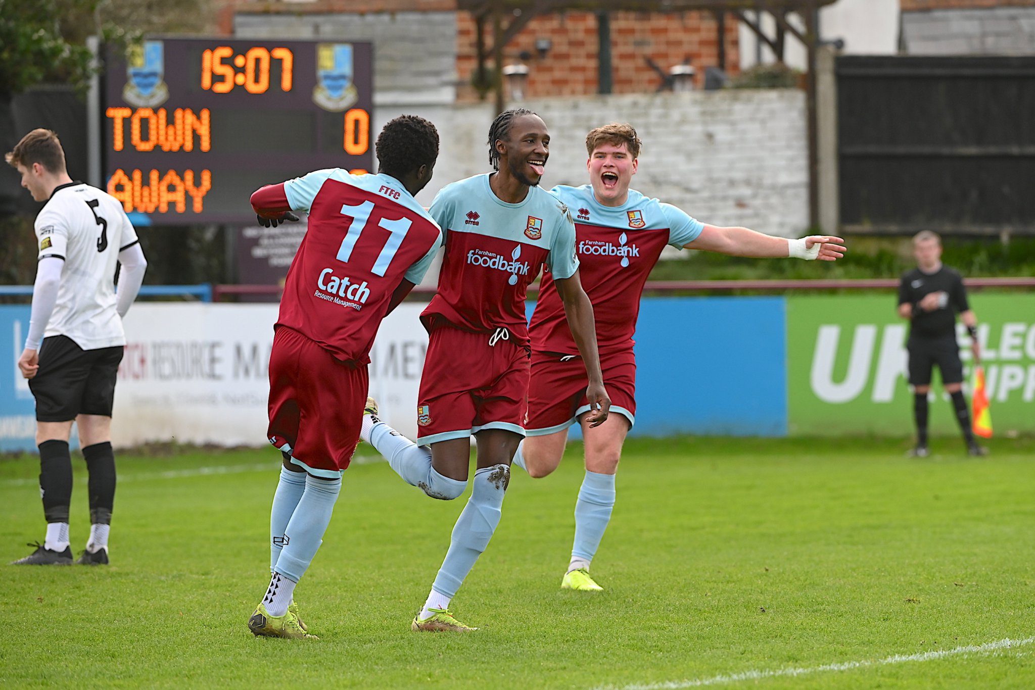 Shamal Edwards (centre) opened the scoring against Balham