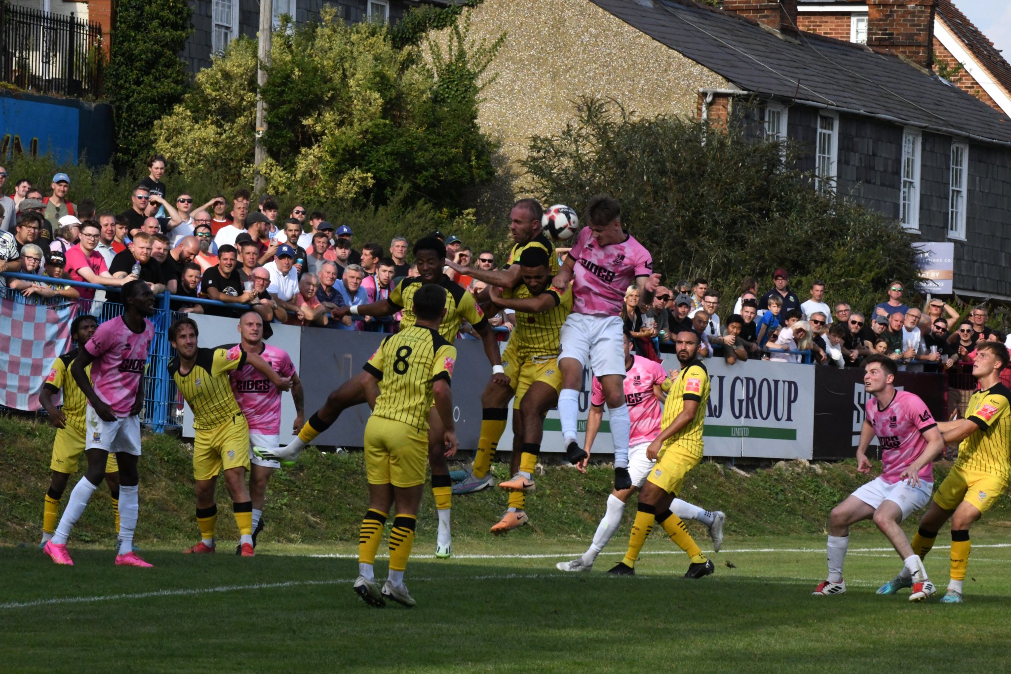 Farnham Town push for an equaliser against Chesham United