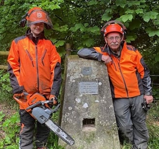Zoe Cotton and Jim Avenell clearing trees on Selborne Common