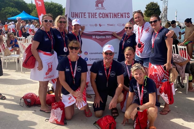 The 'Brancaster Bathers' after their swim from Europe to Asia across the Hellespont and Dardanelles Straits