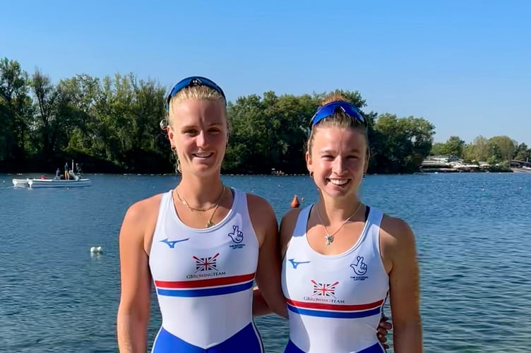 Juliette Perry (right) with Flo Donald at the world championships in Belgrade
