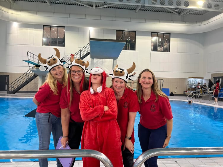 Farnham Swimming Club’s new red bull mascot