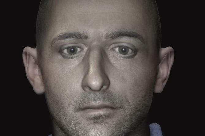 Police have re-released this facial reconstruction image of a man whose remains were found in a disused barn in Micheldever in 2017