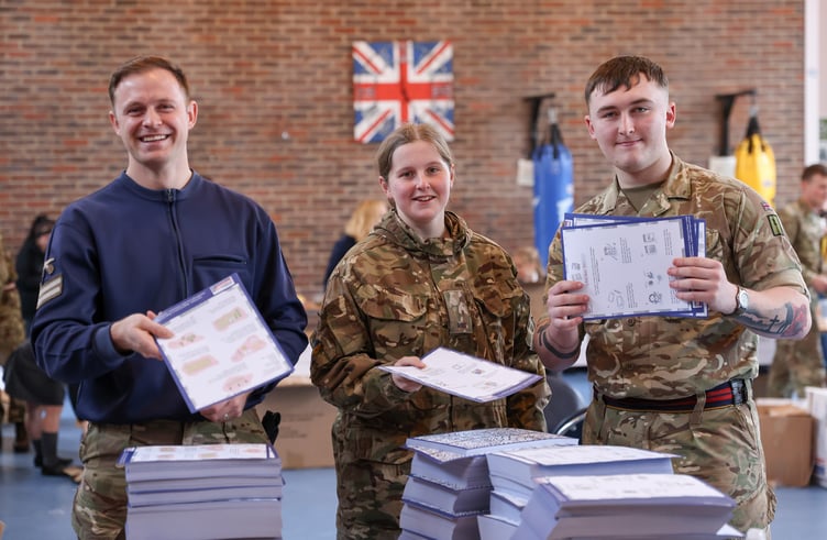 Little Troopers Christmas Smiles packing event, Bovington Memorial Hall, December 2023.