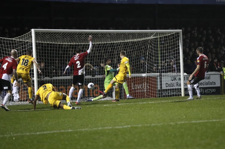 Action from Aldershot Town’s 3-2 win at Woking
