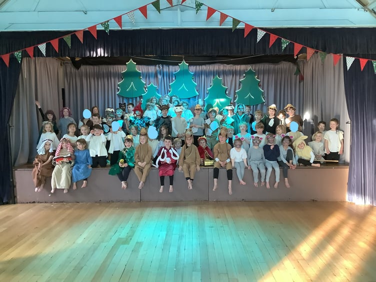 The infant children at Ropley Primary School performed traditional nativity Born In A Barn