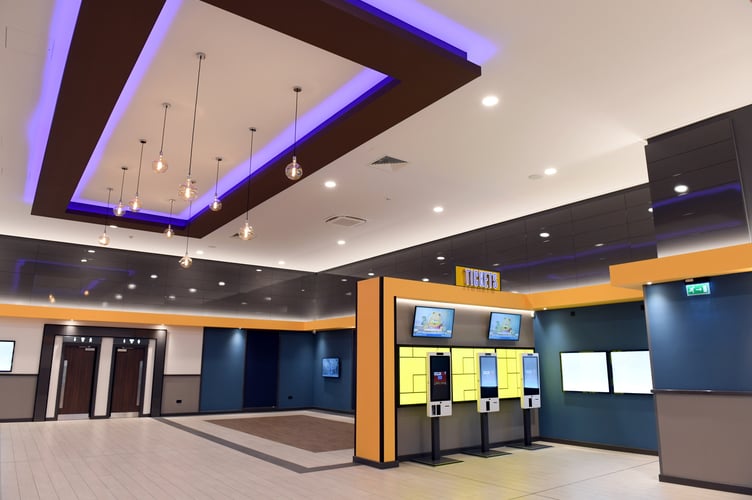 The foyer at Farnham's new REEL cinema, with more seating to be added ahead of opening night on Friday, February 2