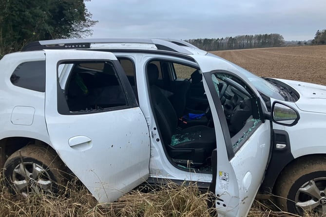 Vandals broke into a holiday cabin on a farm near Alton, woke its two female occupants then trashed their car before Christmas