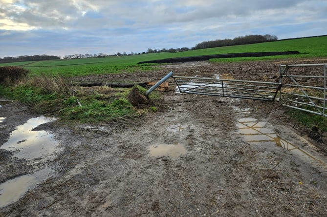 On December 19, vandals pulled out an entire gate post at the Moundsmere Estate near Lasham, drove across the farm's fields then destroyed a neighbouring farmer's property