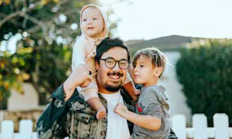 Dad and two kids.