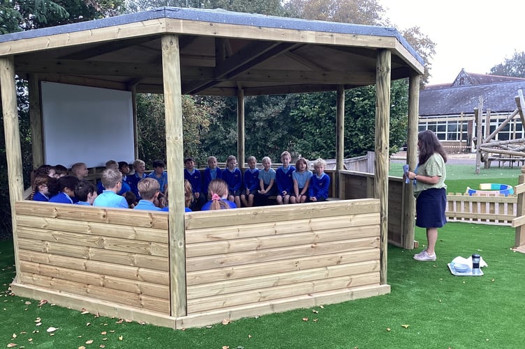 Outdoor classroom, Norma's Garden, Ropley CE Primary School, February 2024.