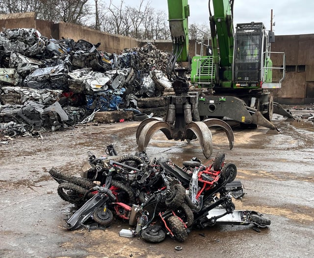 Watch the moment police crush haul of e-scooters and e-motorbikes