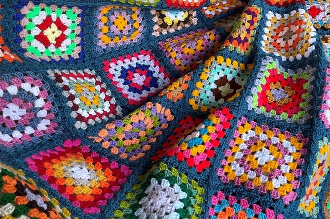 Crocheted blanket.