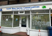 'Die Tory Scum' painted on Jeremy Hunt's Surrey office