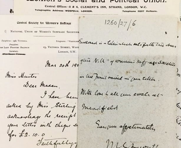 Papers of Dorothy Hunter relating to women’s suffrage, including correspondence from Millicent Fawcett