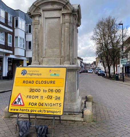 High Street roadworks sign