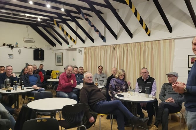 The audience in the West Meon Pavilion for the
Sky Surfing Club prize giving, March 2024.