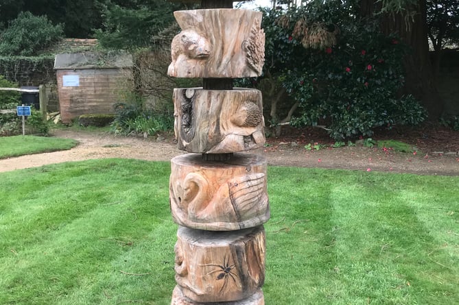 The chainsaw-sculpted totem pole will be on display at Haslemere Museum's Earth Day celebration