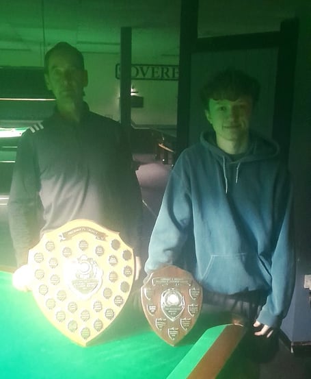 Russell Wishart of Comrades A (left) defeated George Ratcliffe of Alton Cons A to win the Presidents Trophy handicap knockout competition (Photo: Paul Lee)