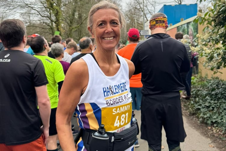 Sammy French at the start of the Fleet half marathon