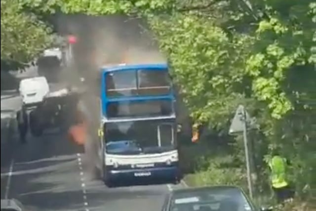 Driver and passengers escape after bus catches fire on Bordon road