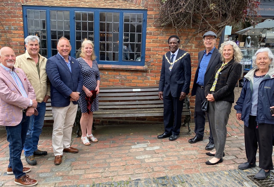 Sir Ray and Lady Tindle Bench unveiled at "spot they loved" in Farnham