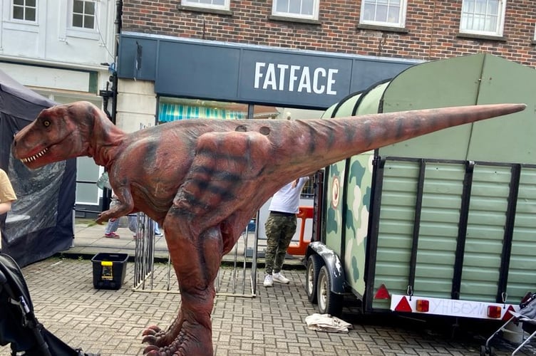 Dinosaurs were out and about to greet families