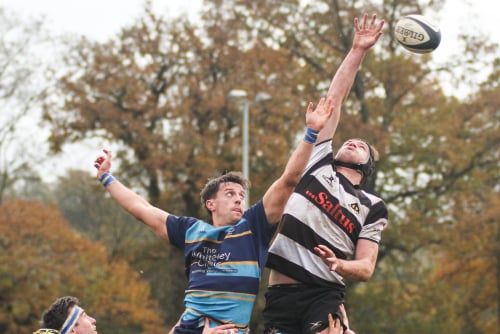 Farnham Rugby Club's Oscar Henderson in action