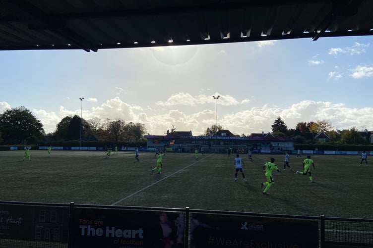 Action from Alton's Aldershot Senior Cup tie against Knaphill
