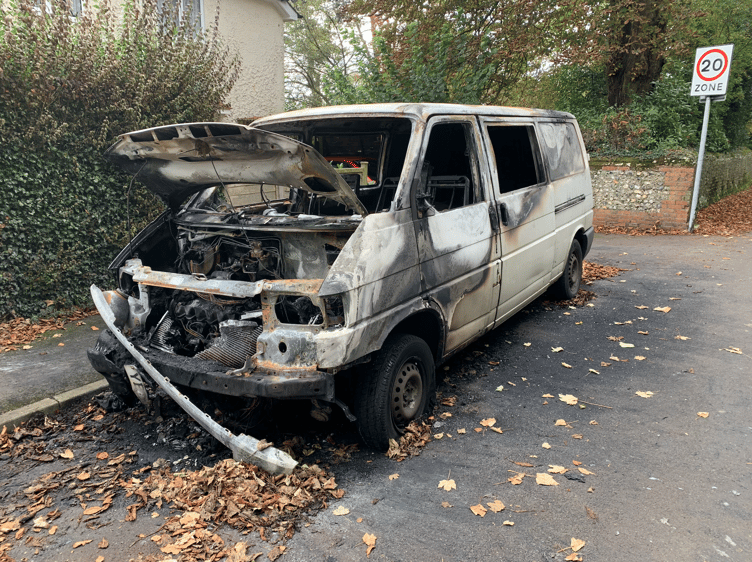 Volkswagen van, Spitalfields Road/Old Odiham Road, Alton, November 4th 2024.