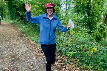 Annie Pritchard completes her ten-mile run